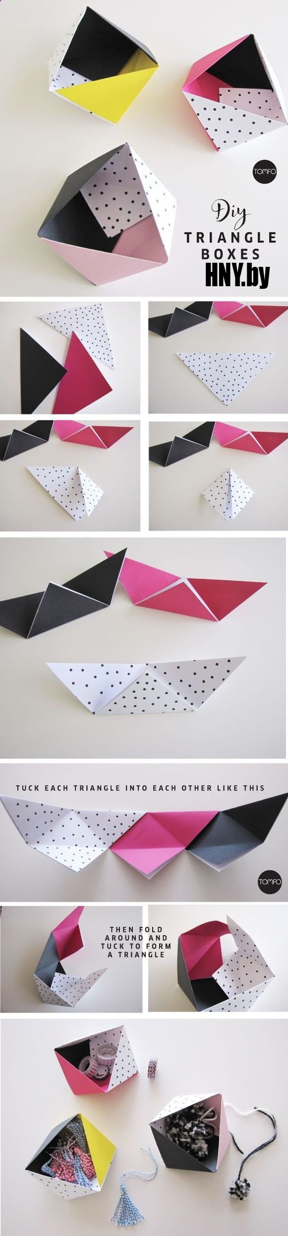 Коробочки-треугольники: упаковка новогодних товаров своими руками. Пошаговая инструкция