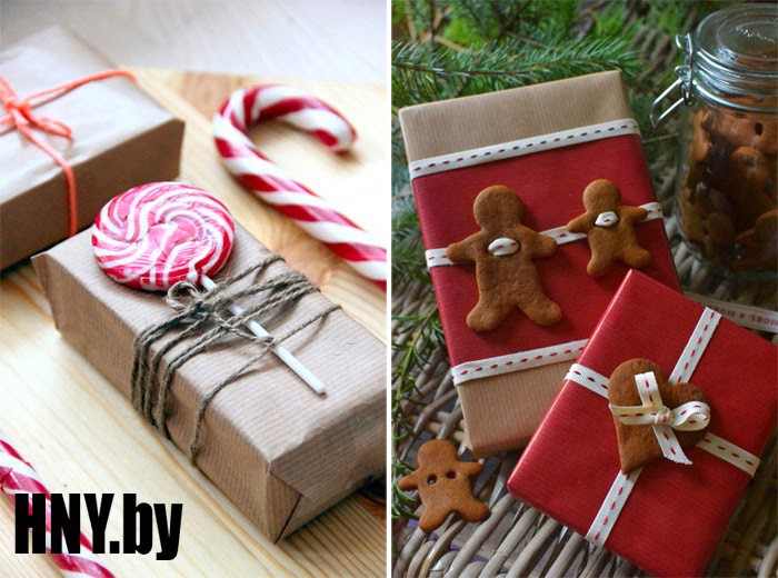 Сладкая упаковка новогодних подарков: леденцы и печенье