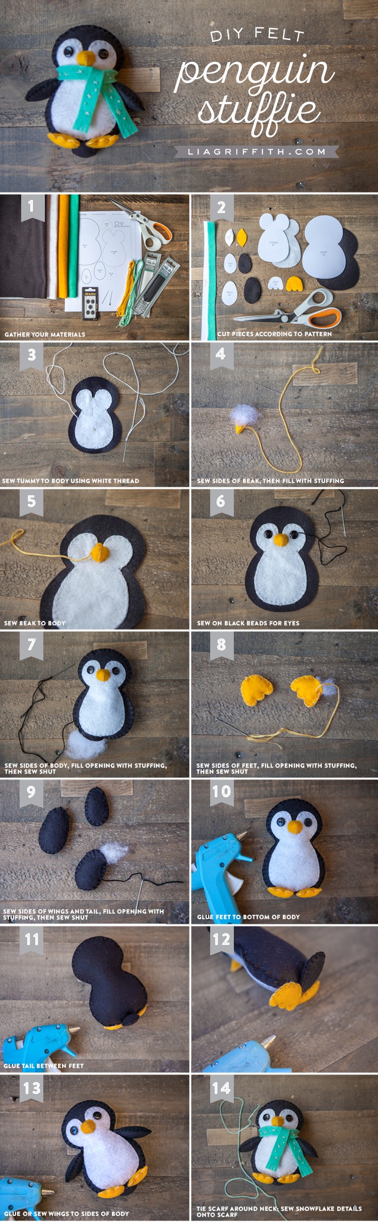 Пингвин из фетра, новогодние поделки из подручных материалов