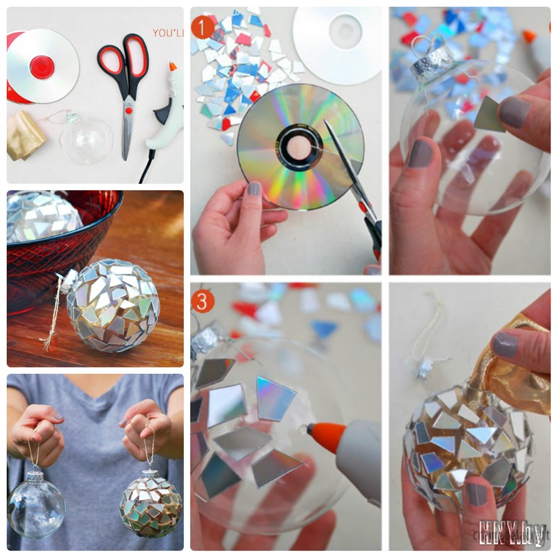 Елочный шар из старых дисков: украшаем новогоднюю елку своими руками