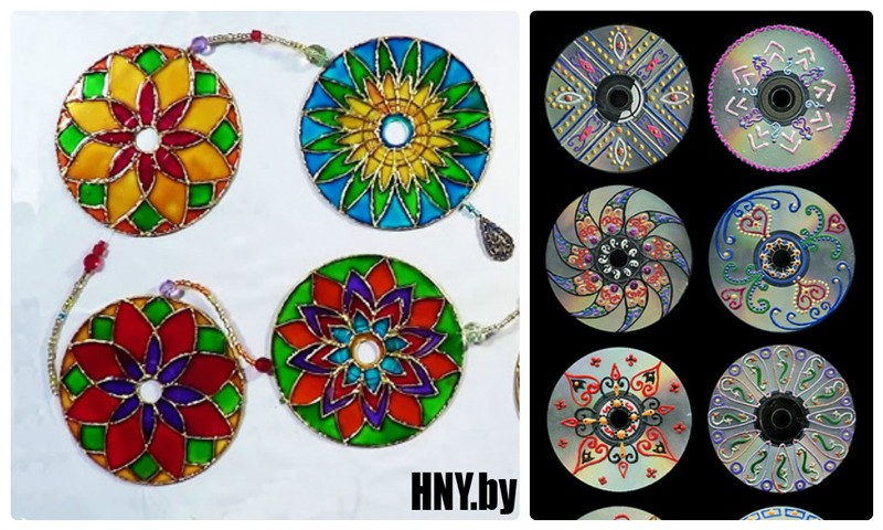 Новогодние поделки из дисков своими руками: декорируем CD витражными красками