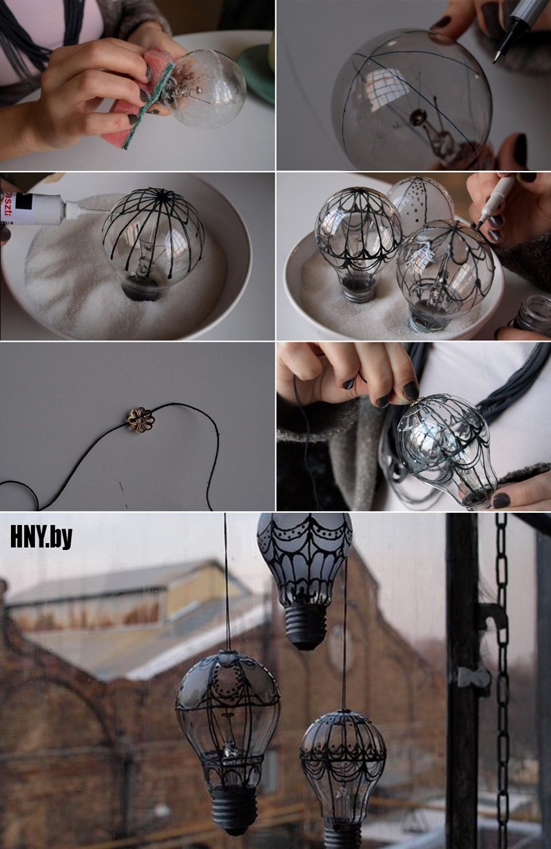 Новогодние поделки из старых лампочек: мастер класс по изготовлению воздушного шара своими руками