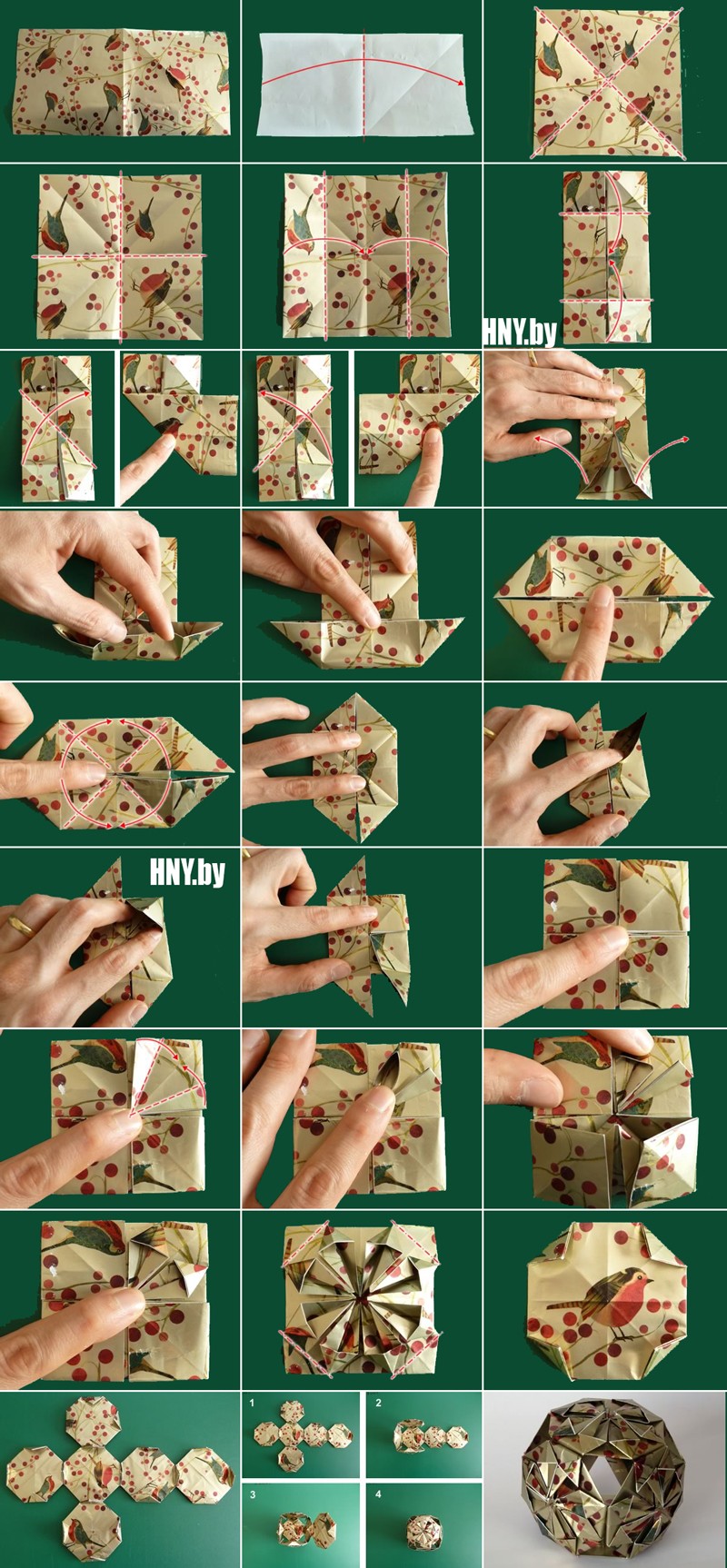Новогодние поделки из бумаги: делаем оригами шар своими руками