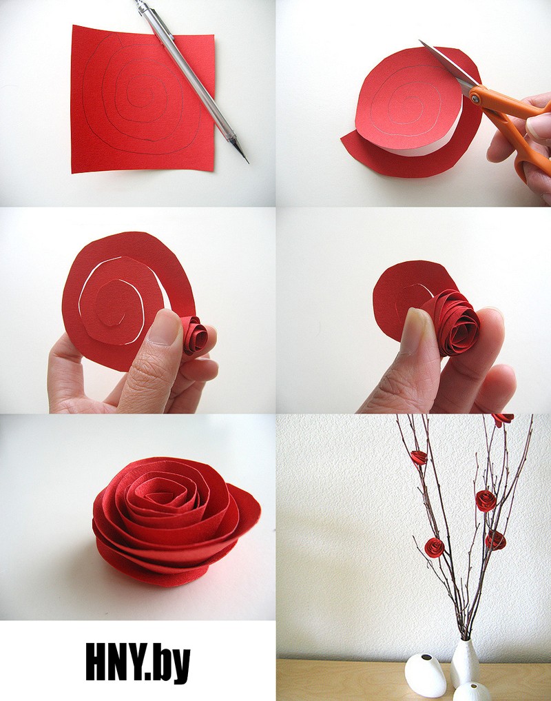 Делаем розы из бумаги: новогодние поделки для декорирования дома