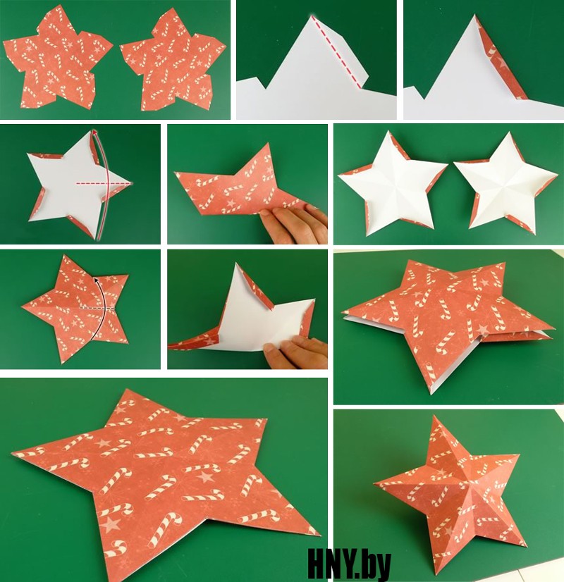 Объемные поделки из бумаги на Новый год: делаем двустороннюю звезду своими руками + Схема