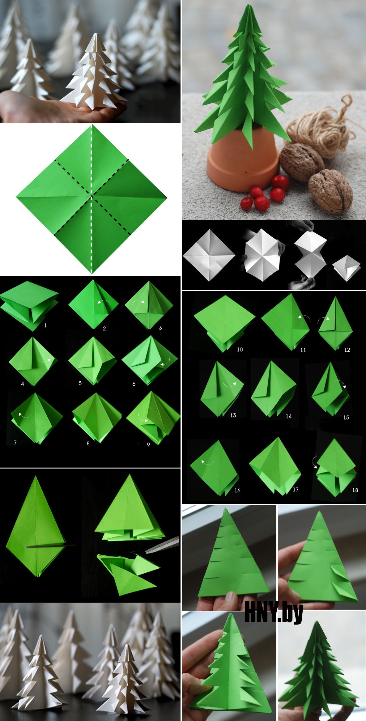 Елка оригами пошагово