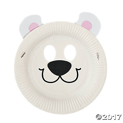 Маска тарелка. Медвежонок из бумажной тарелки. Медведь из одноразовых тарелок. Маски из одноразовых тарелок. Белый медведь из одноразовой тарелки.