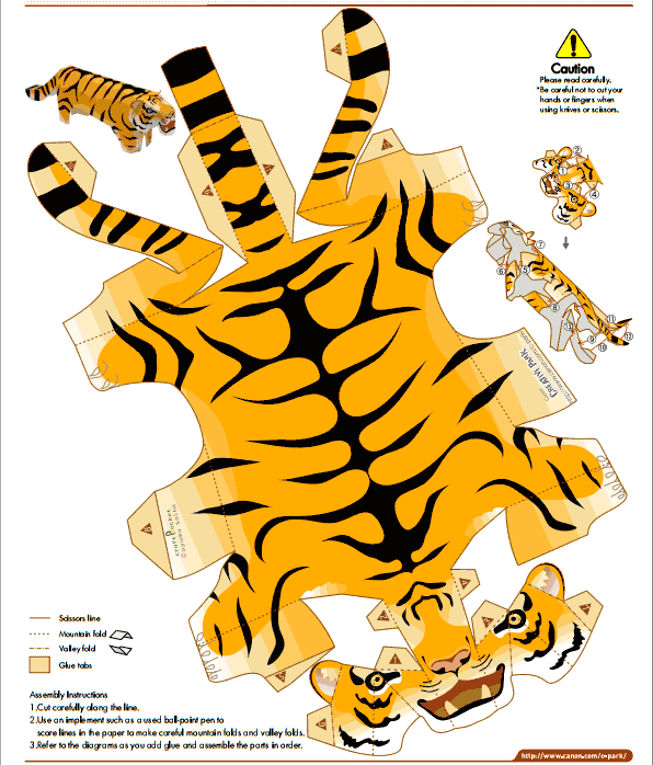 Тигр из бумаги на Новый год 2022 | Шаблоны, схемы и 50 фото