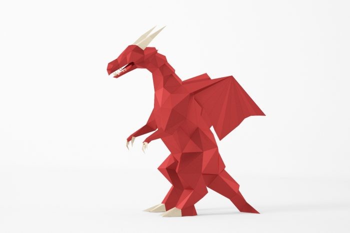 Паперкрафт дракон с крыльями бесплатная развертка 