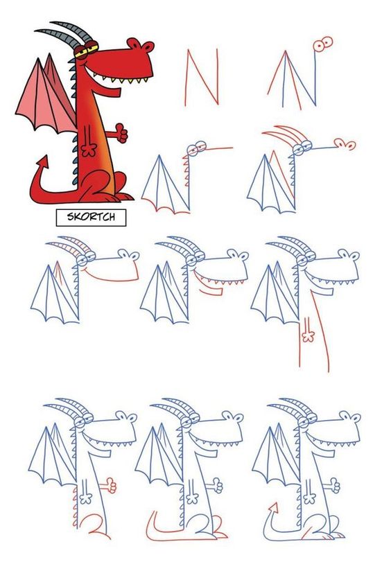 Как нарисовать прикольного дракончика на Новый год: пошаговая инструкция