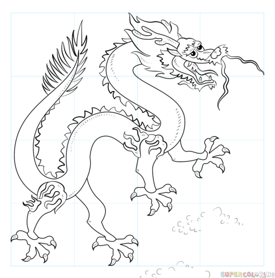Как поэтапно нарисовать китайского дракона на Новый год - рисуем пошагово с детьми